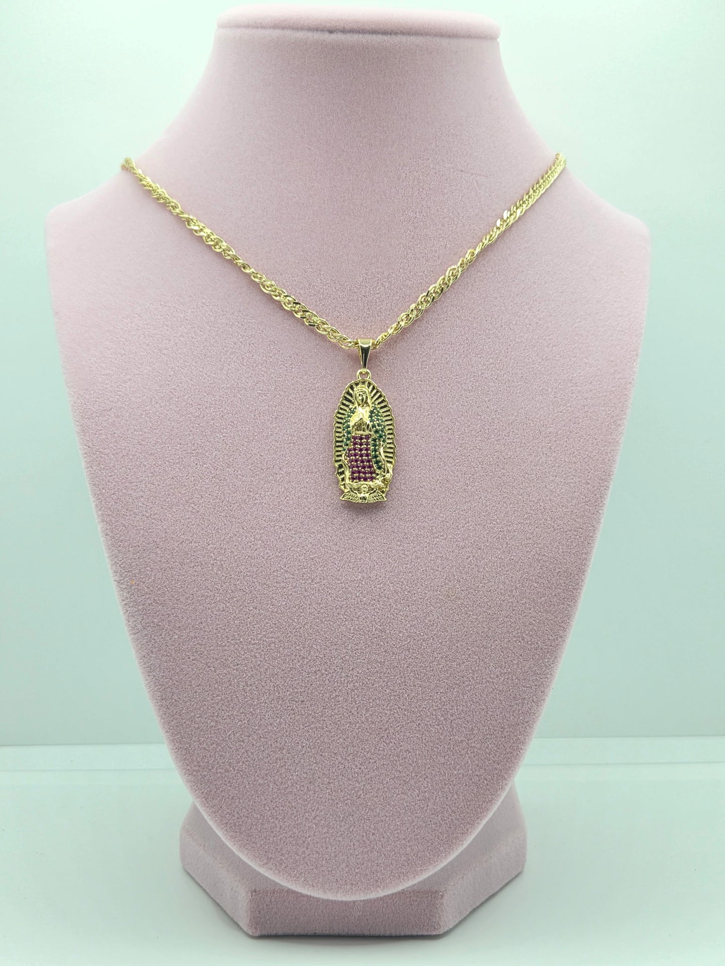 Virgen de Guadalupe Red/Green Zircon