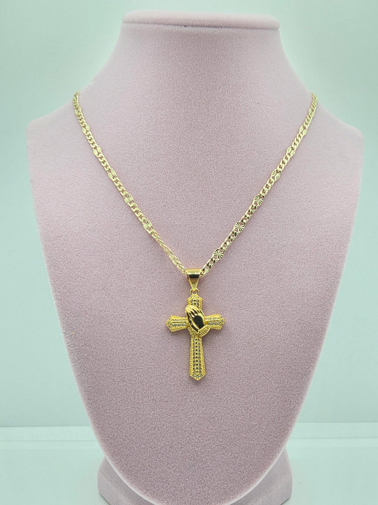 Prayer Hand Cross Necklace
