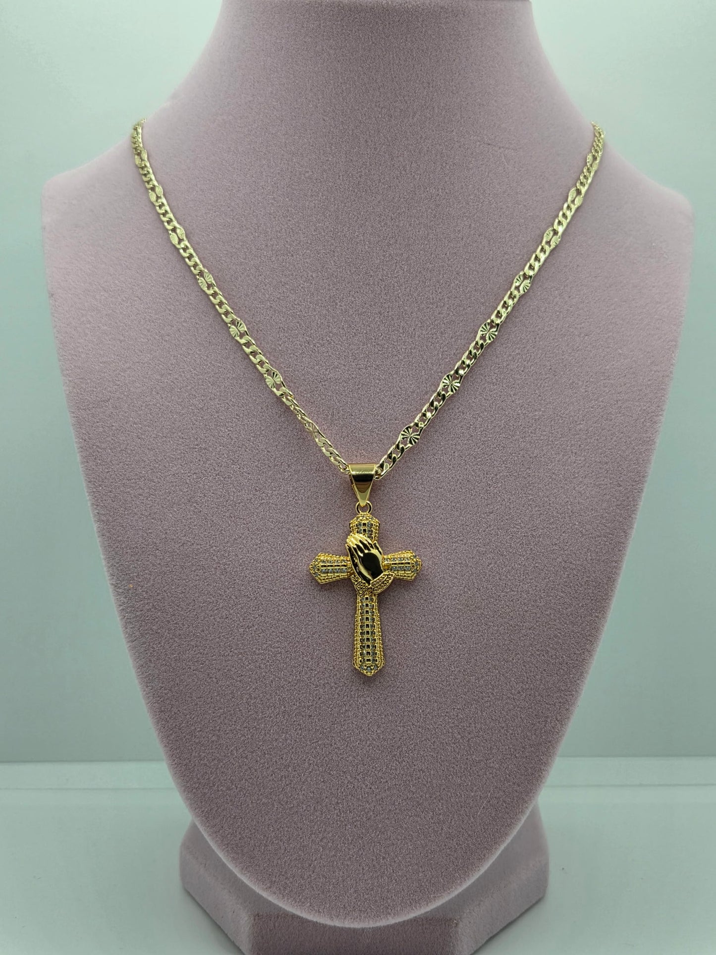 Prayer Hand Cross Necklace