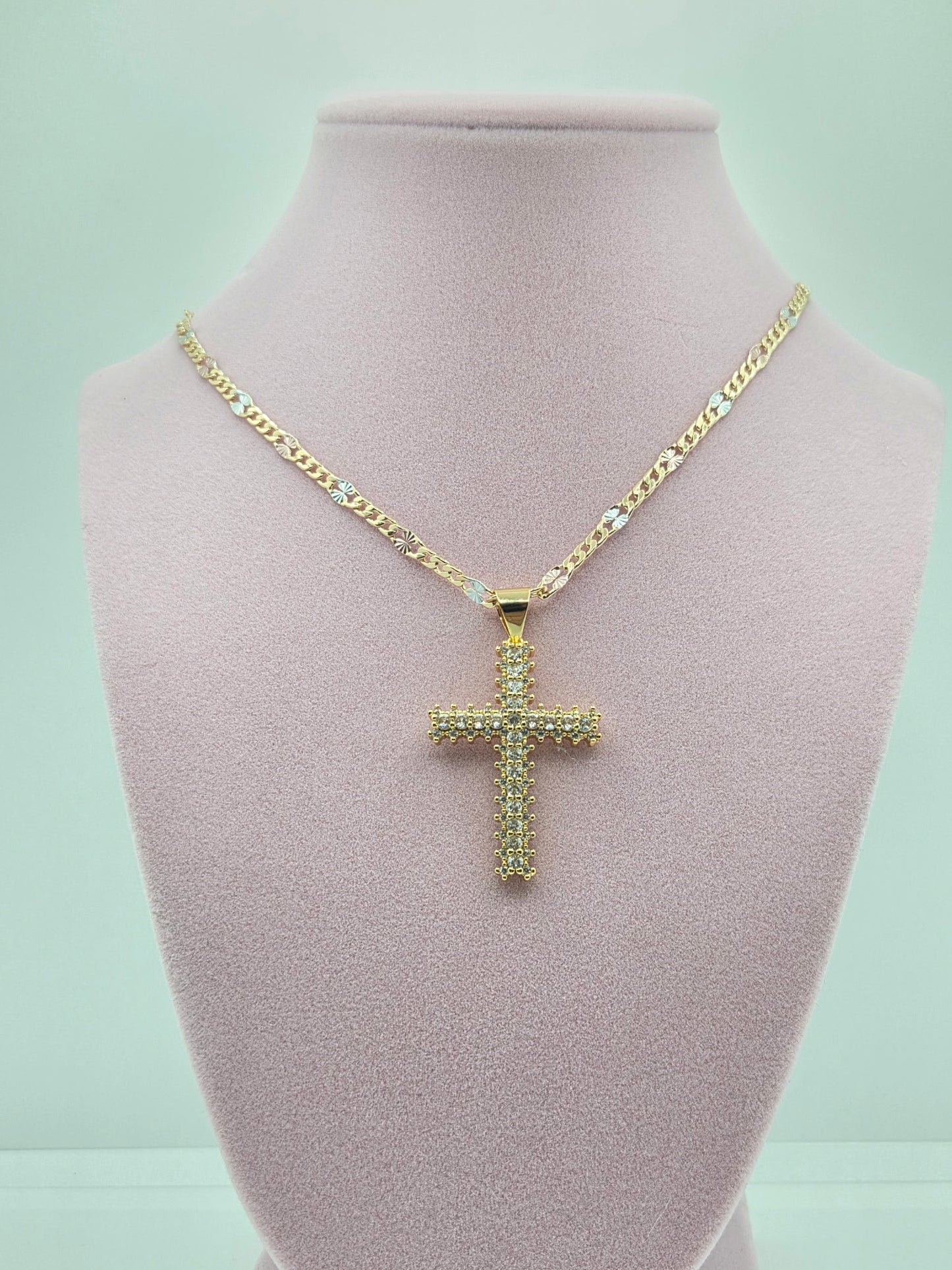 Zircon Cross Tricolor Necklace