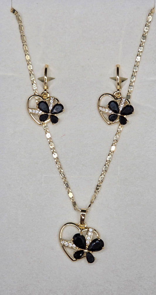 Heart Black Flower Set