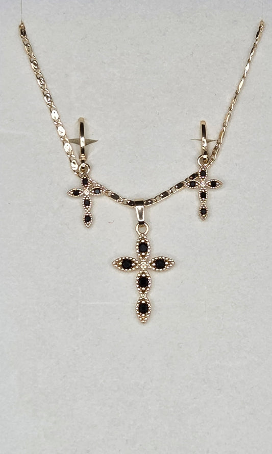 Black Small Zircon Cross Set
