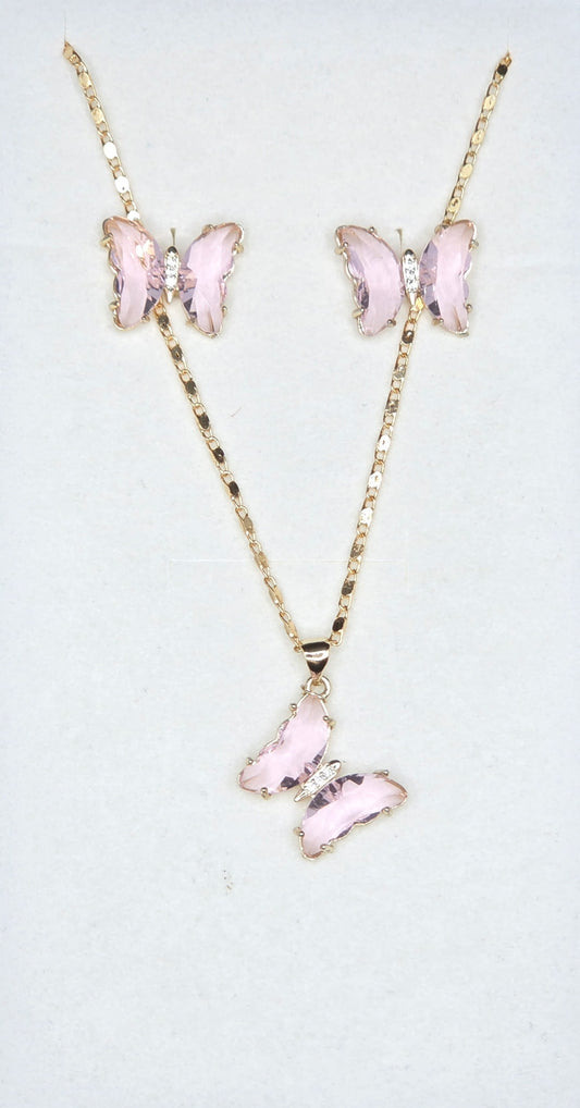 Clear Pink Butterfly Set