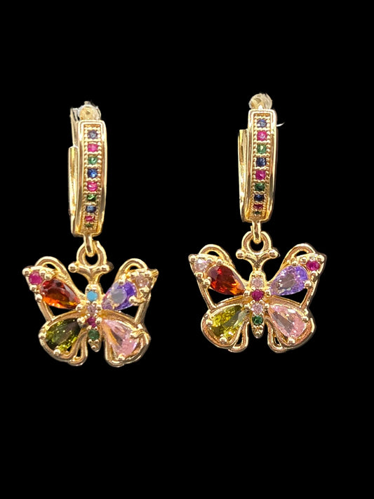 Beautiful Butterfly Multicolor Small Hoops