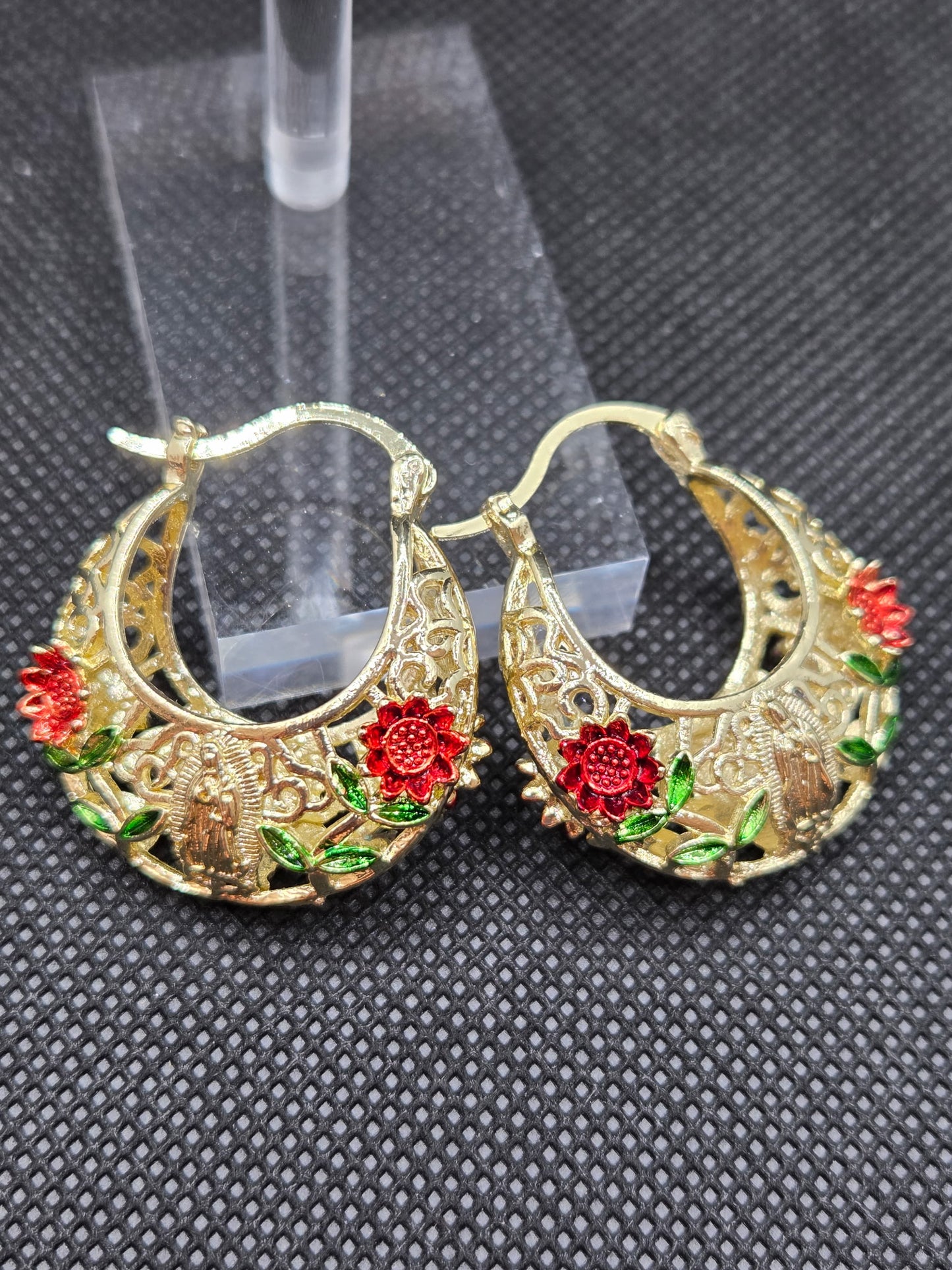 Red Rose Virgen de Guadalupe Hoops