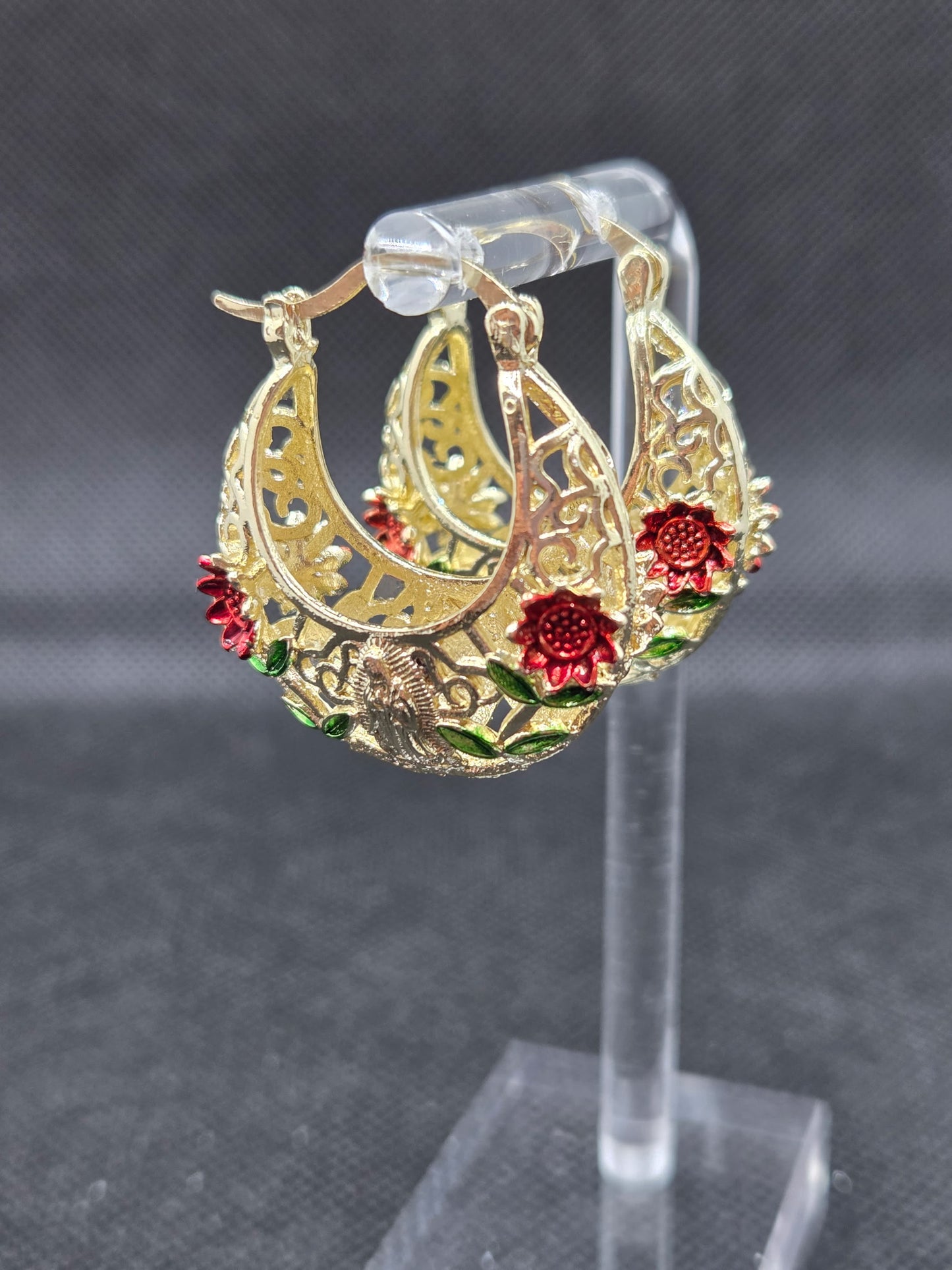 Red Rose Virgen de Guadalupe Hoops