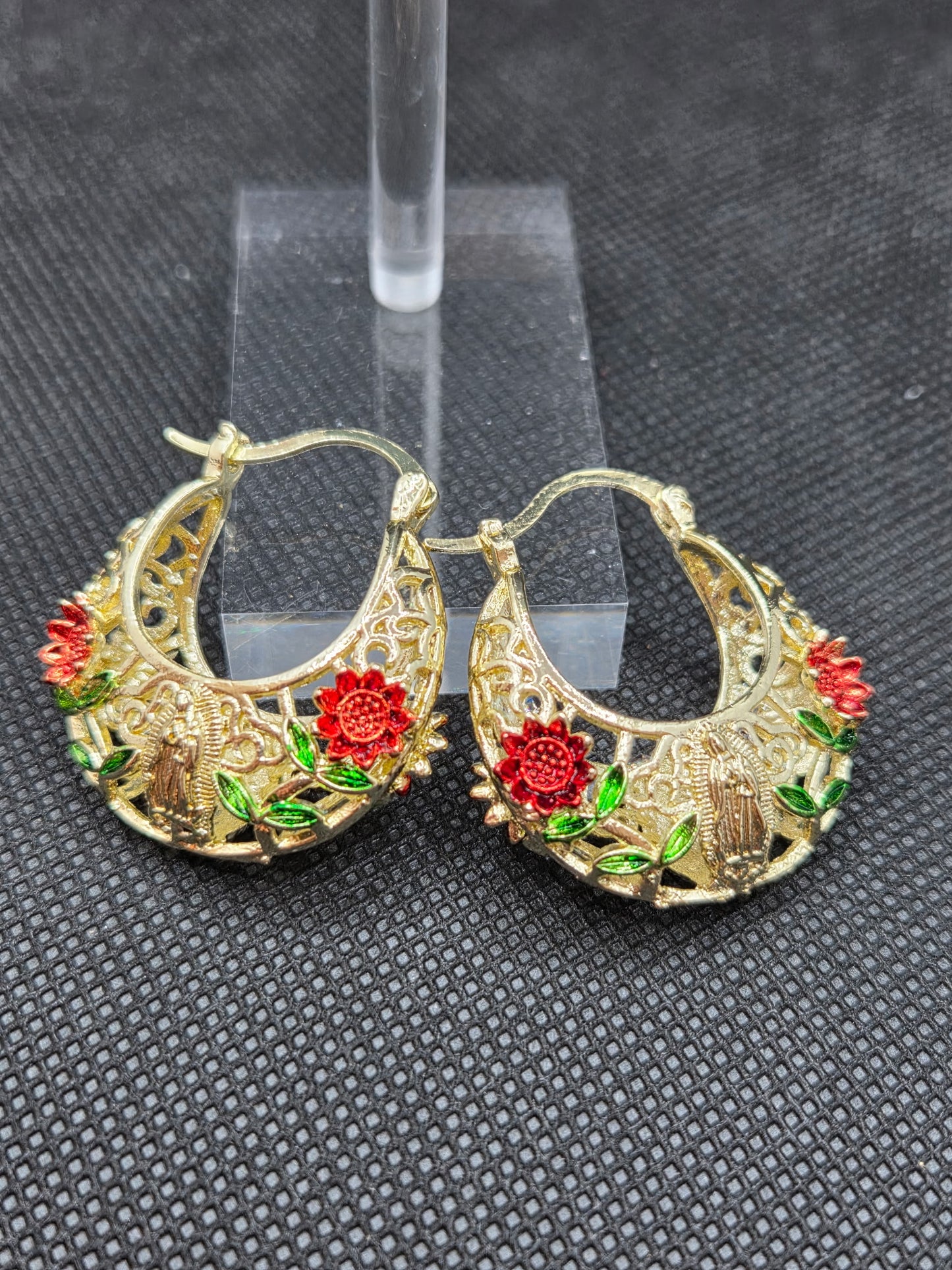 Red Rose Virgen de Guadalupe Hoops