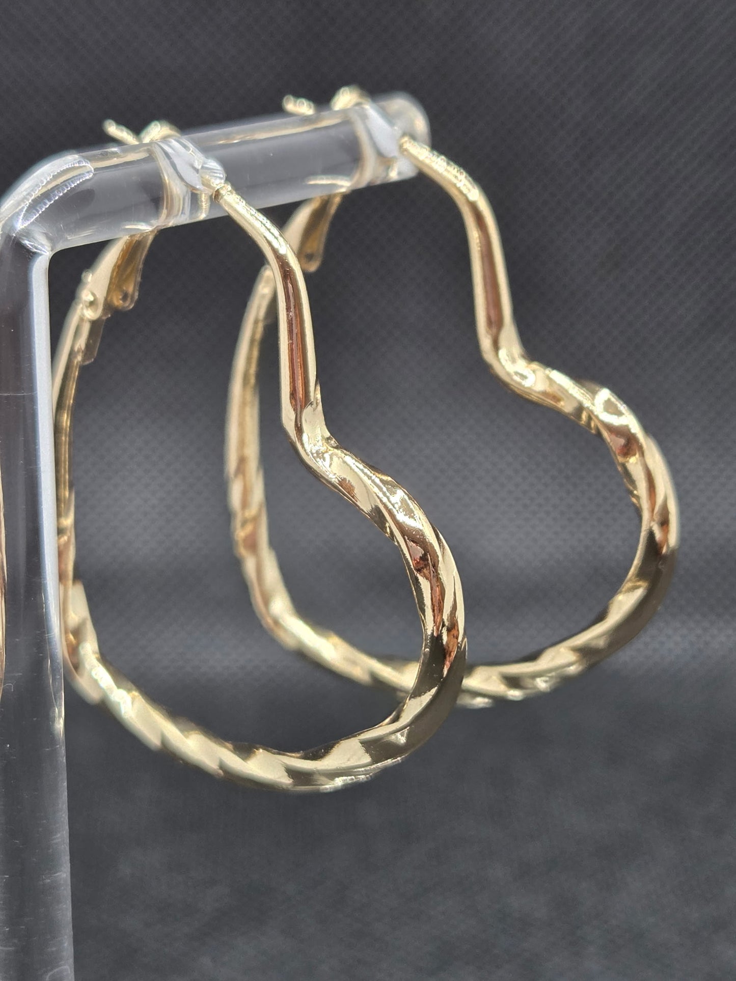 Gold Hearts Hoops Earrings