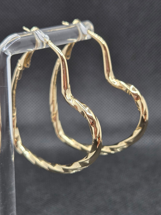 Gold Hearts Hoops Earrings