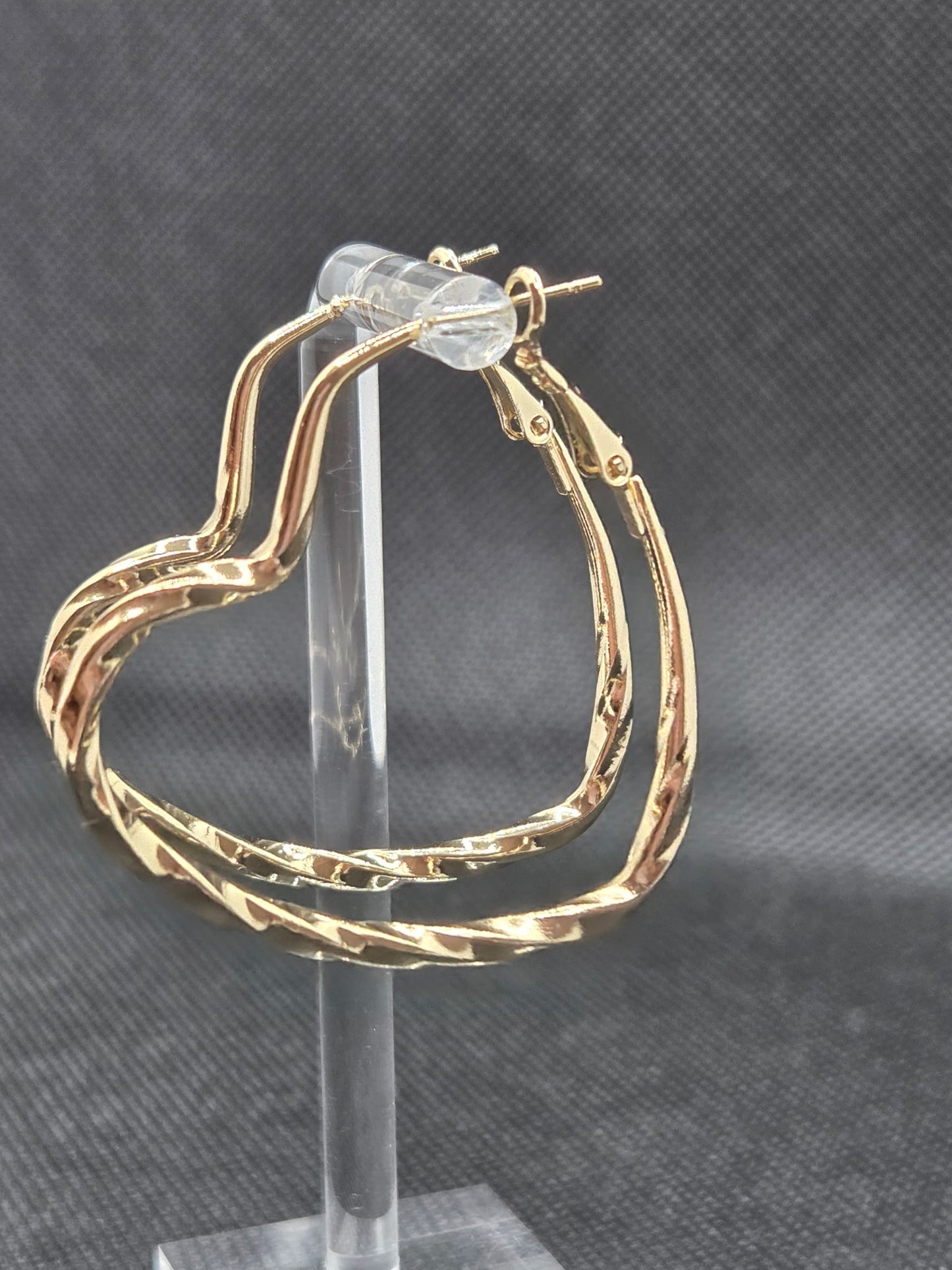 Gold Hearts Hoops Earrings