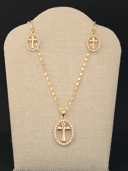 Cross Circle Zircon Set