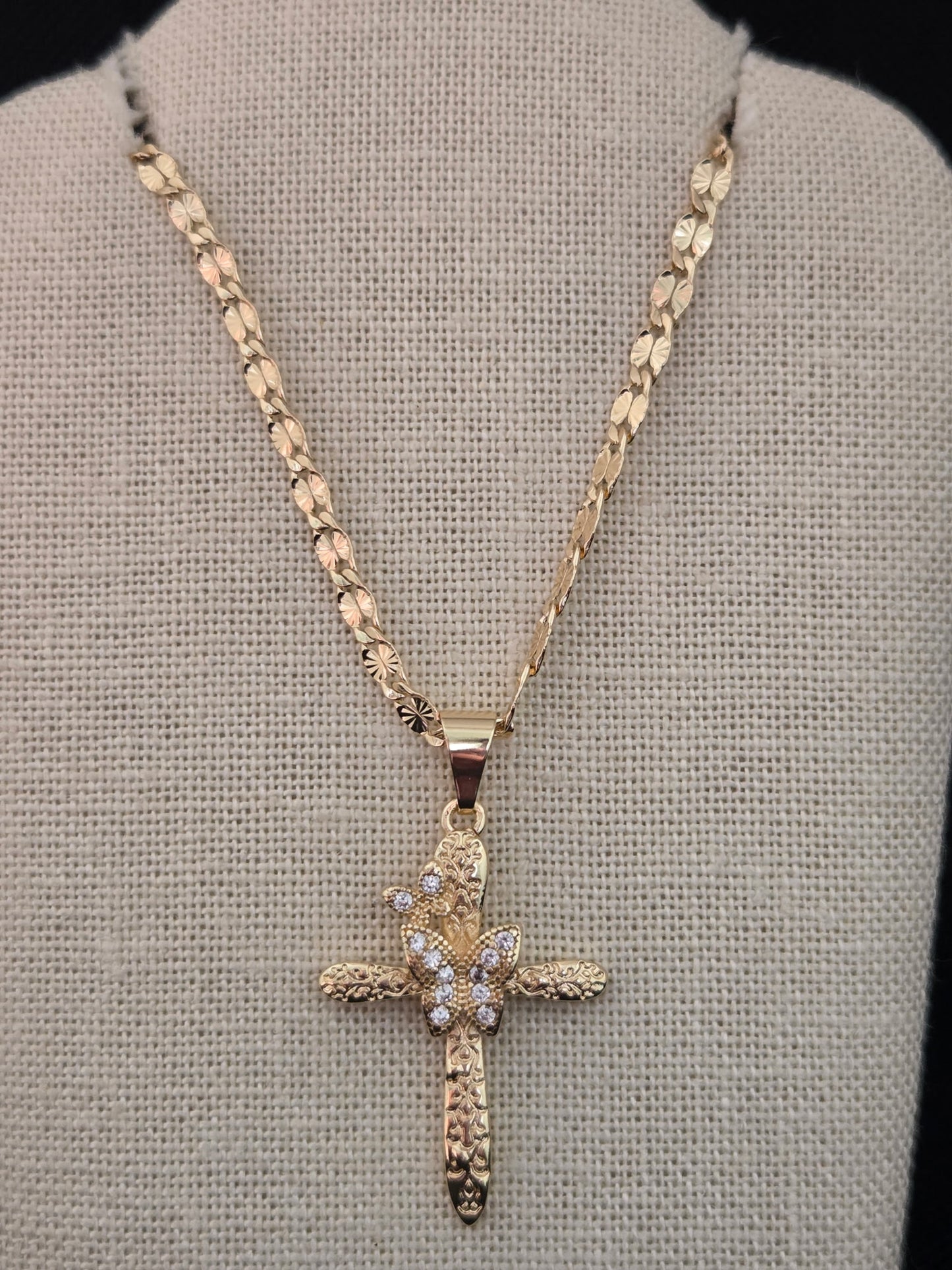 Two Butterfly Cross Necklace