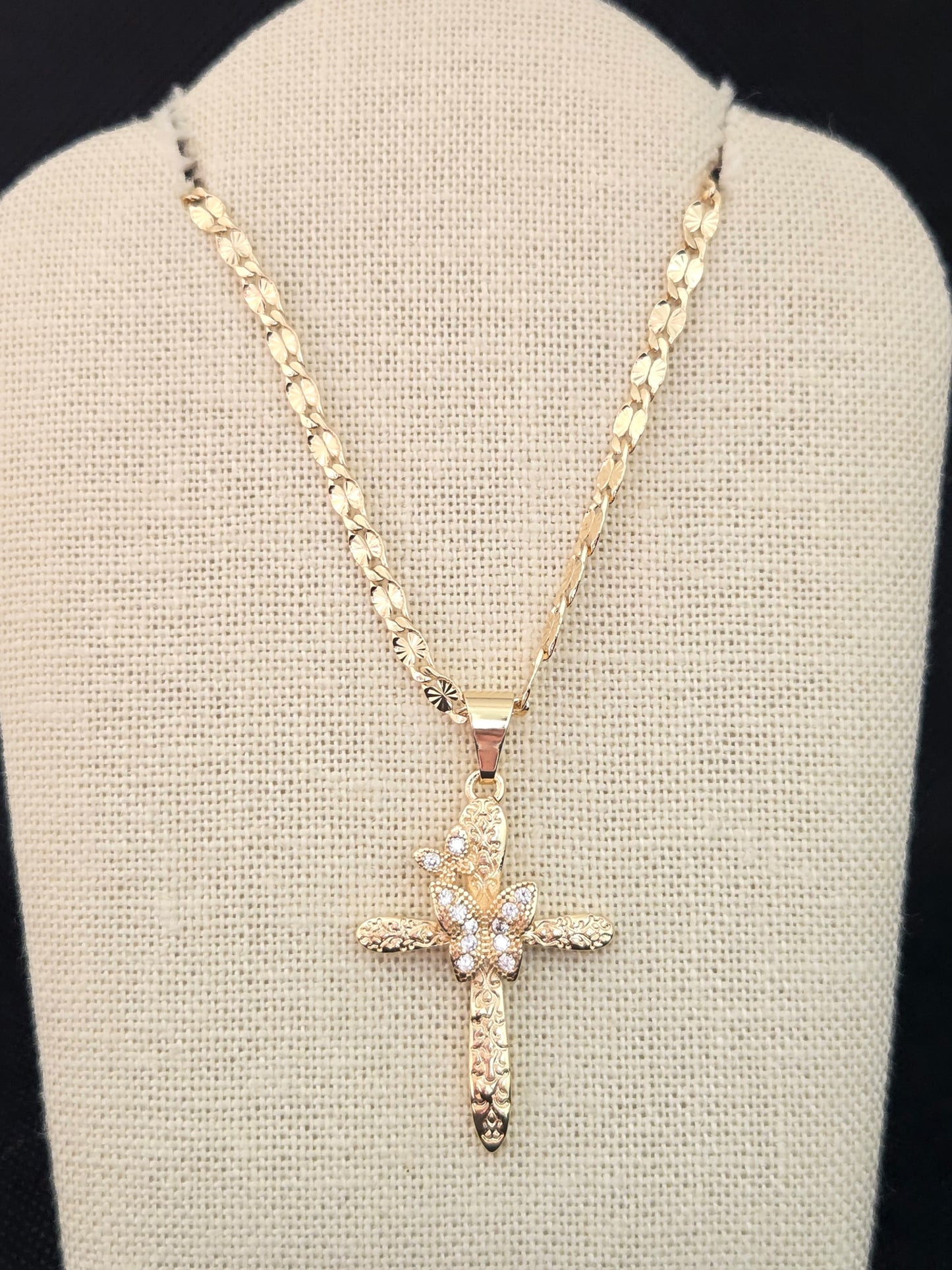 Two Butterfly Cross Necklace