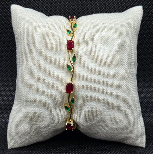 Red Rose Leaf Bracelet