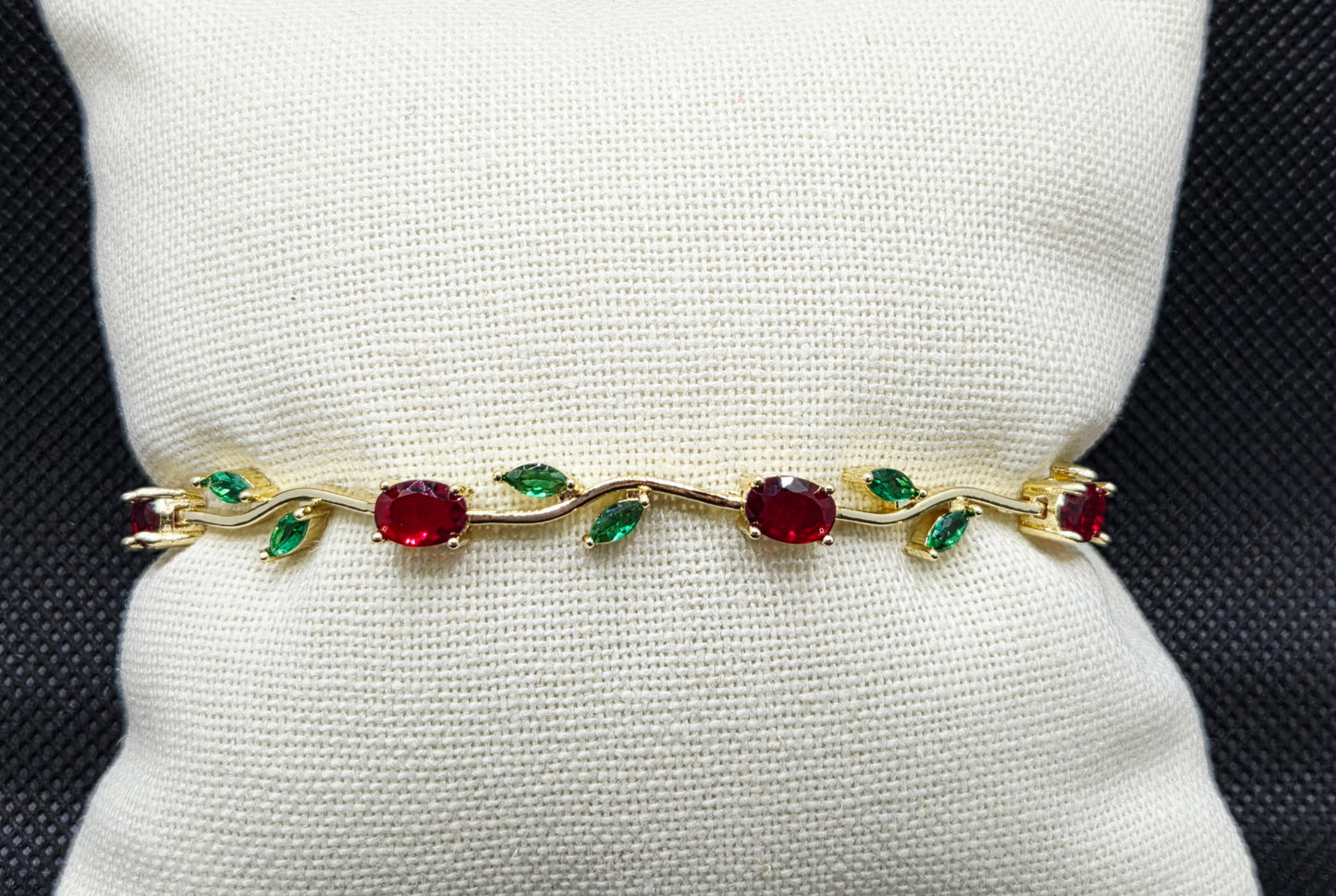 Red Rose Leaf Bracelet