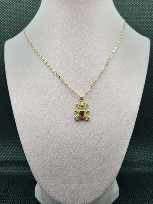 Red Teddy Bear Necklace