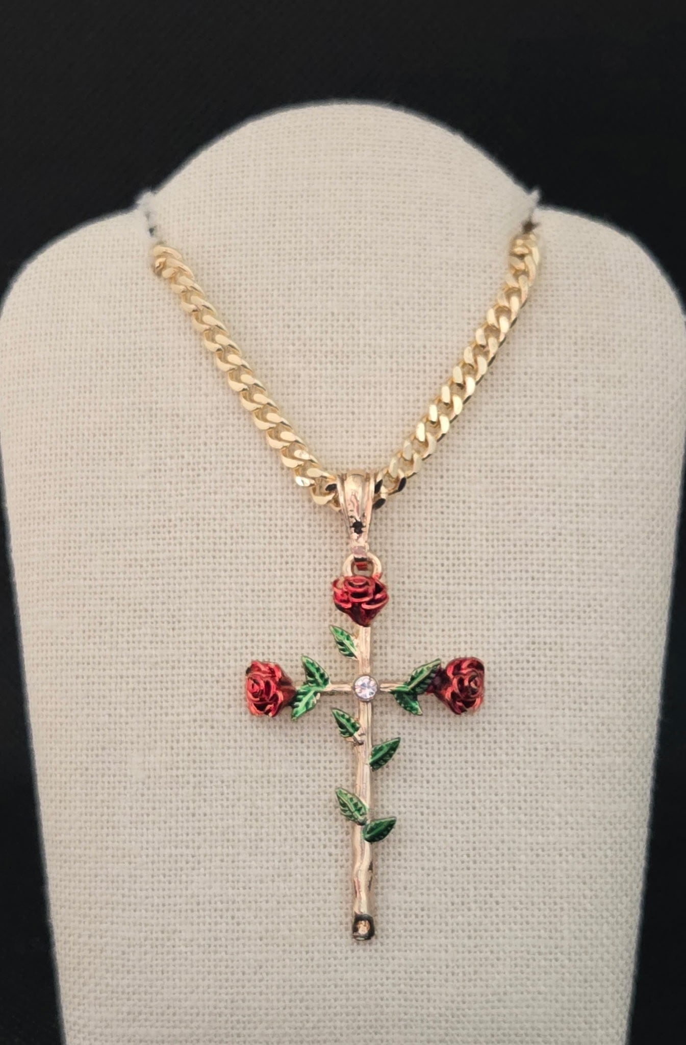 Red Roses Cross Necklace