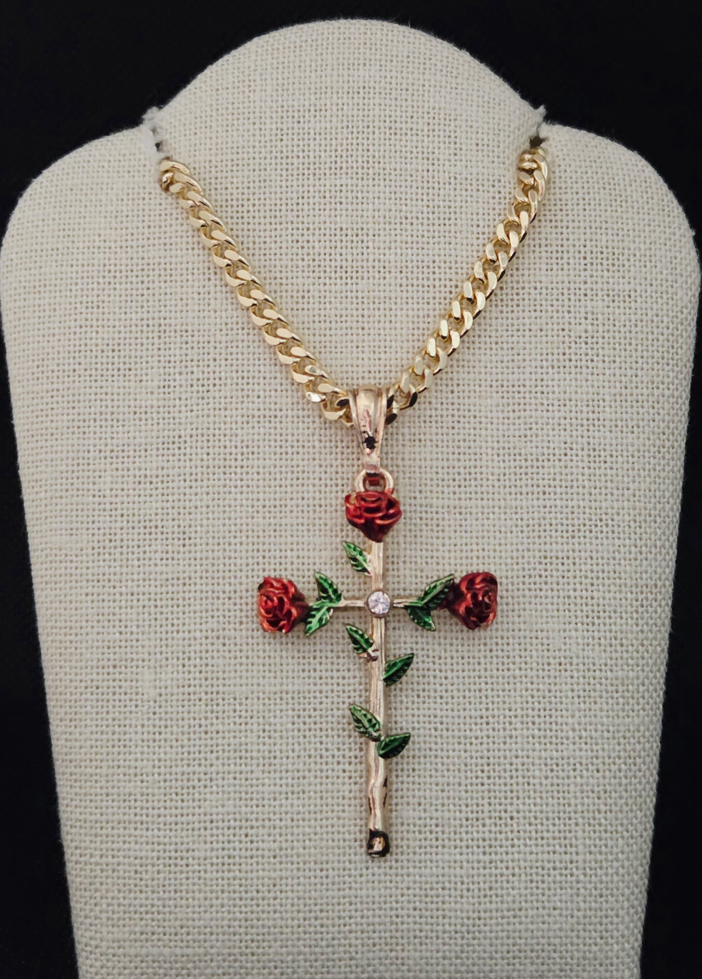 Red Roses Cross Necklace