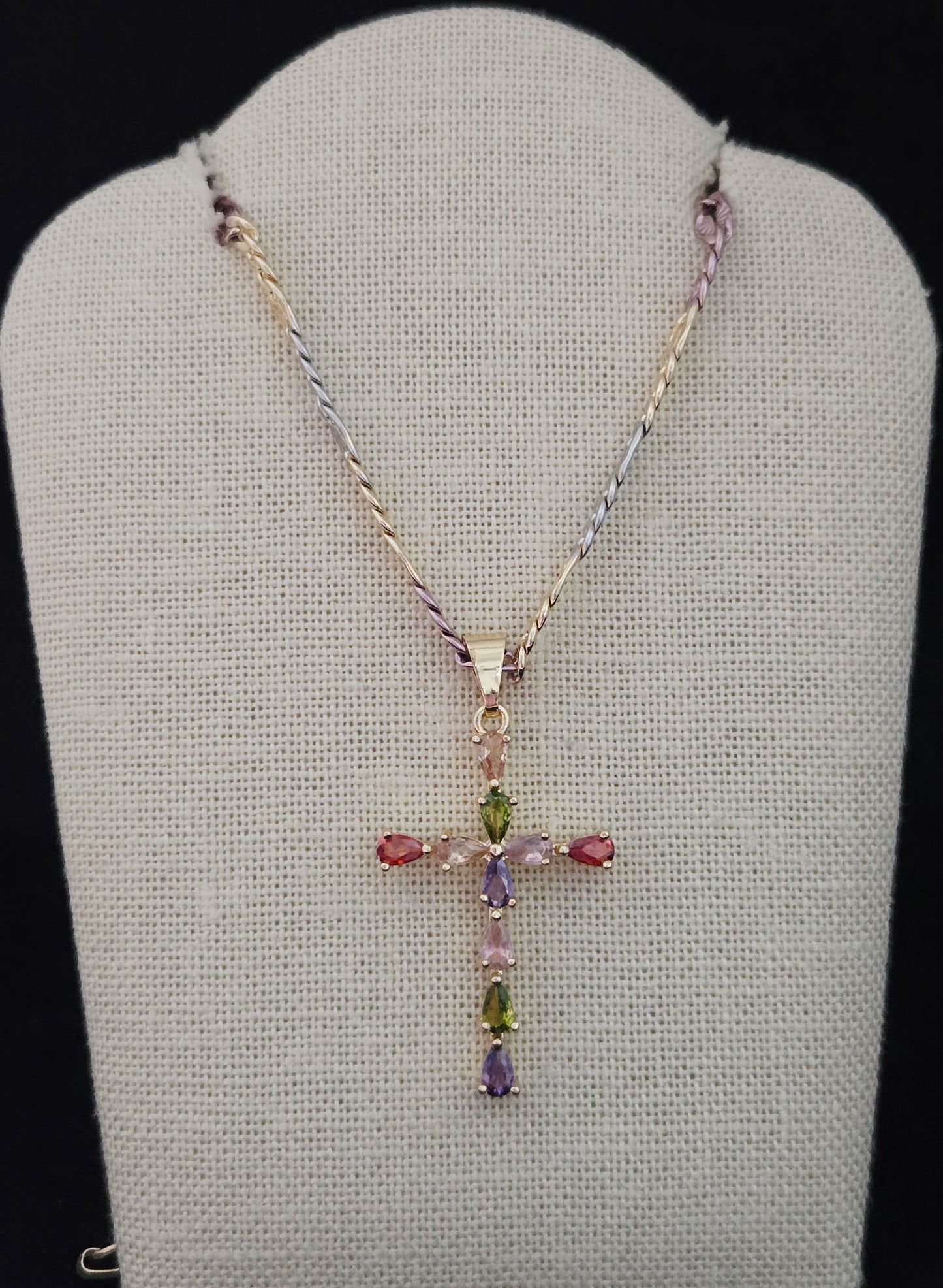 Multicolor Cross Tricolor Necklace