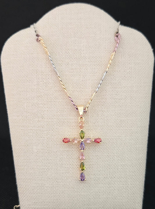 Multicolor Cross Tricolor Necklace
