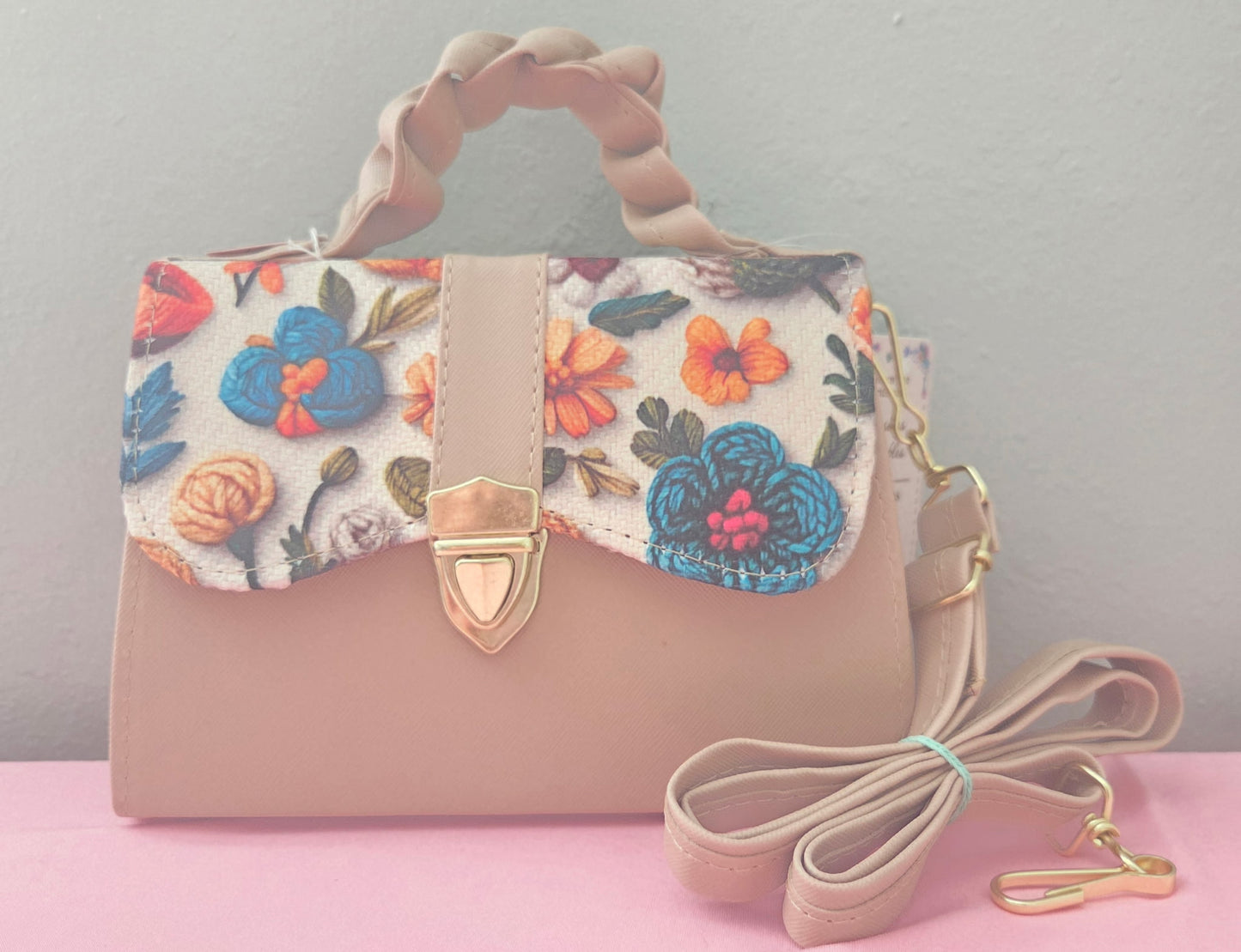 Brown Flower Small Crossbody Purse