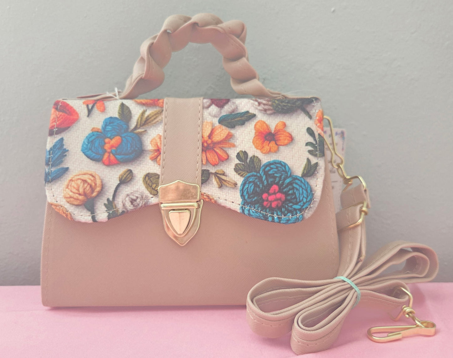 Brown Flower Small Crossbody Purse