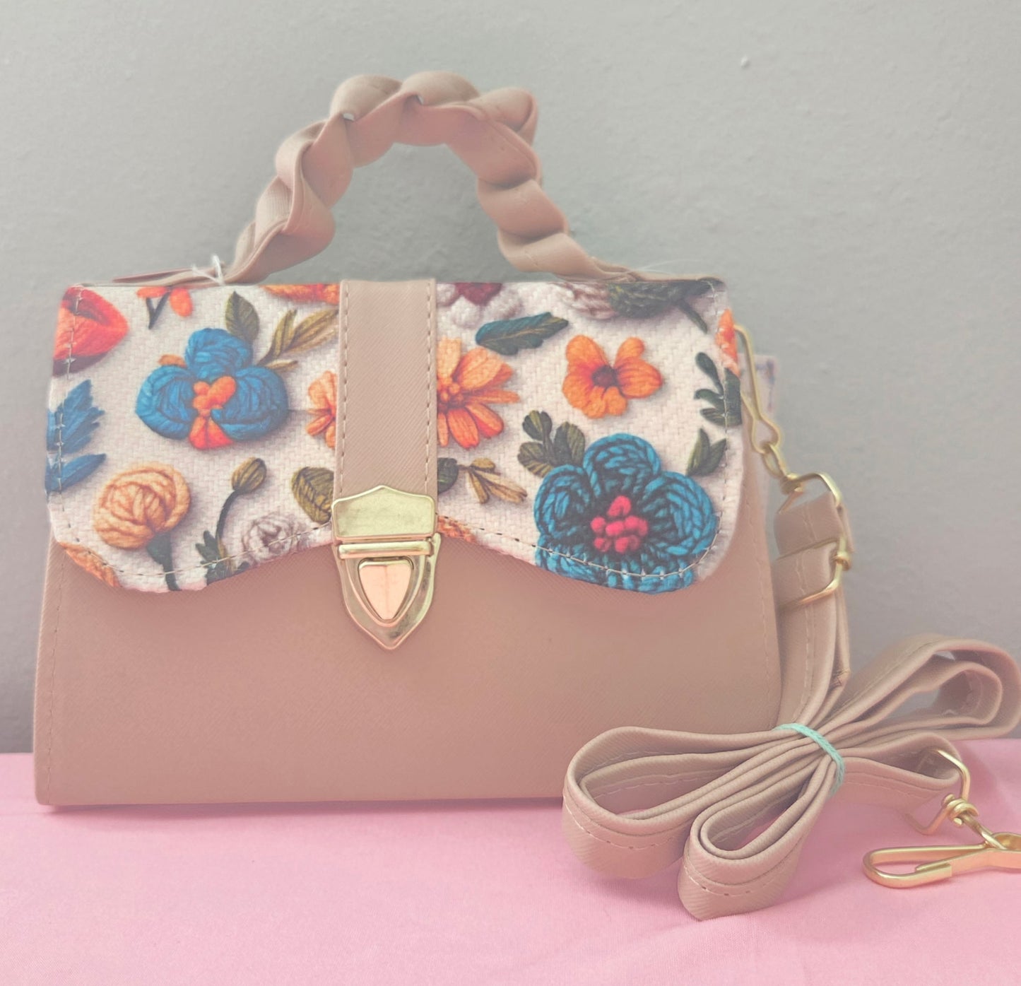 Brown Flower Small Crossbody Purse