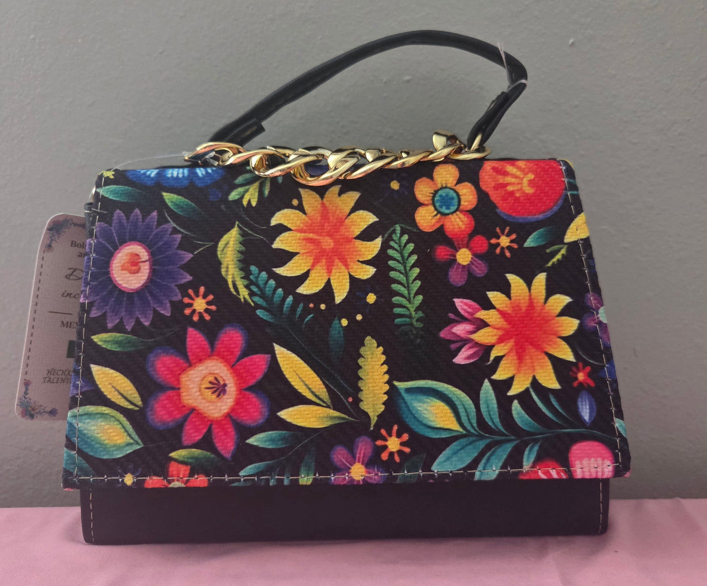 Black Flower Crossbody Purse