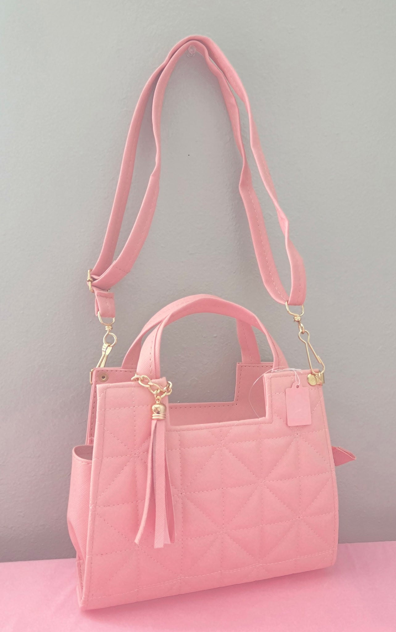 Plain Light Pink Crossbody Purse