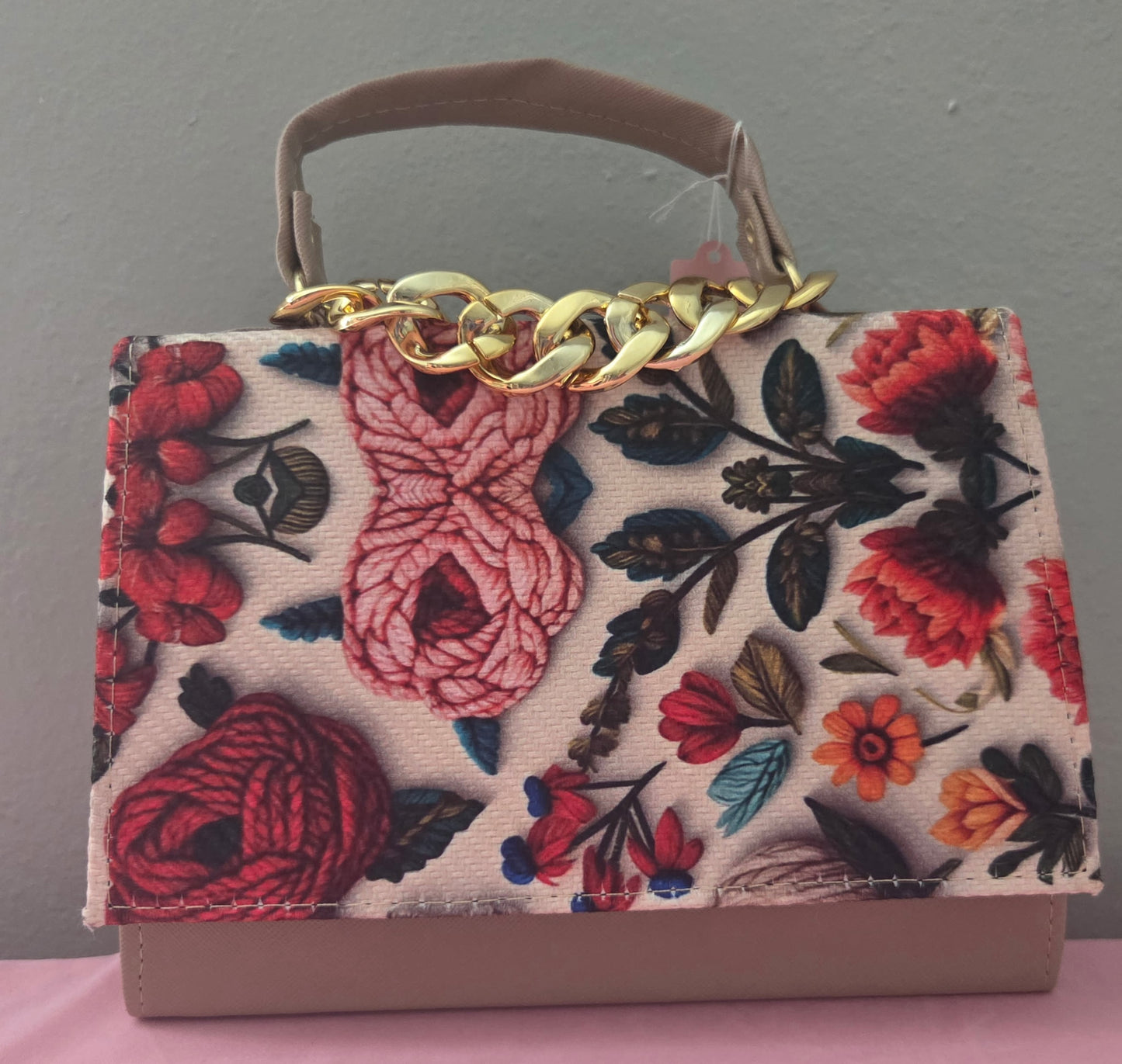 Brown Flowers Small Crossbody Purse