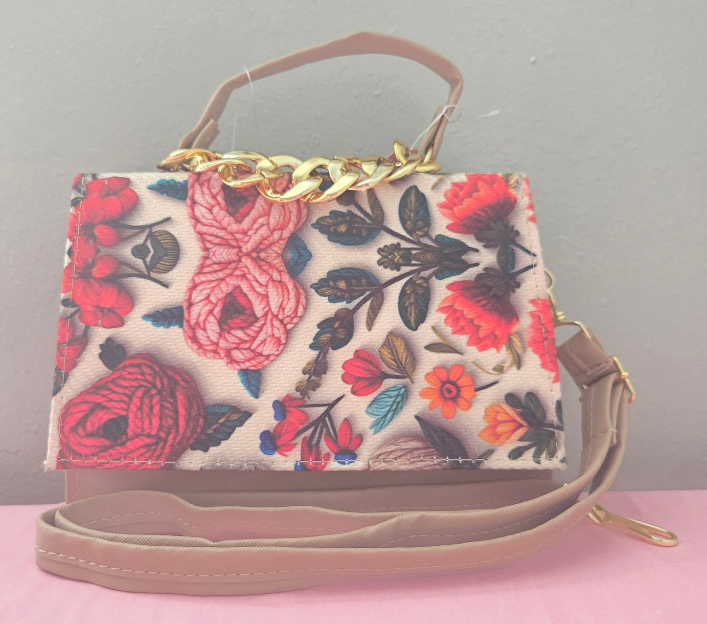 Brown Flowers Small Crossbody Purse