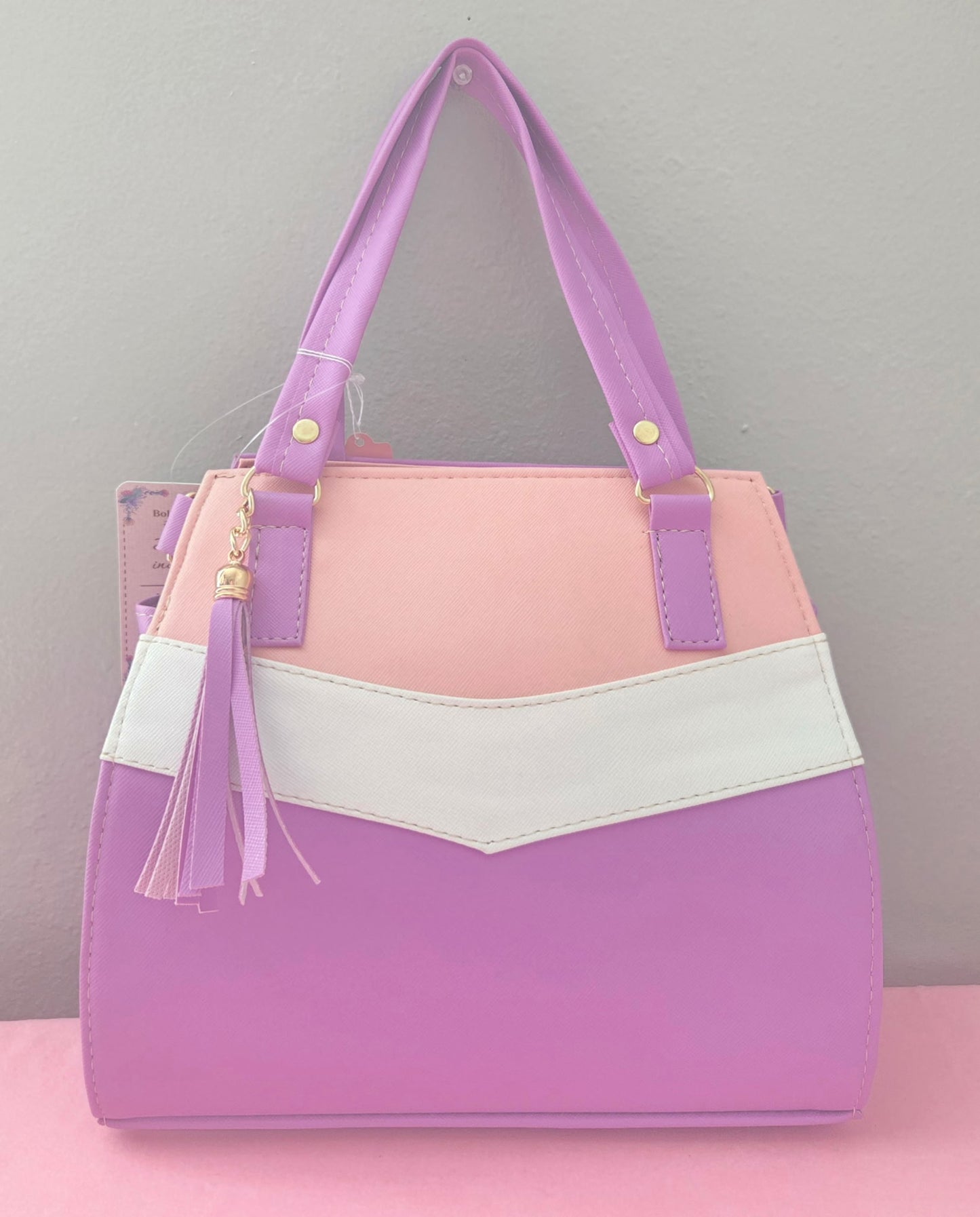 Lilac White Pink Medium Crossbody Purse
