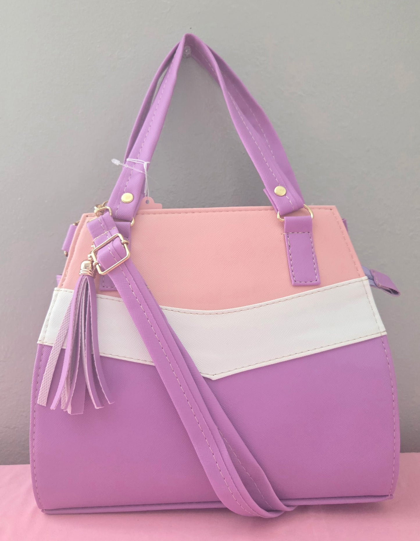 Lilac White Pink Medium Crossbody Purse