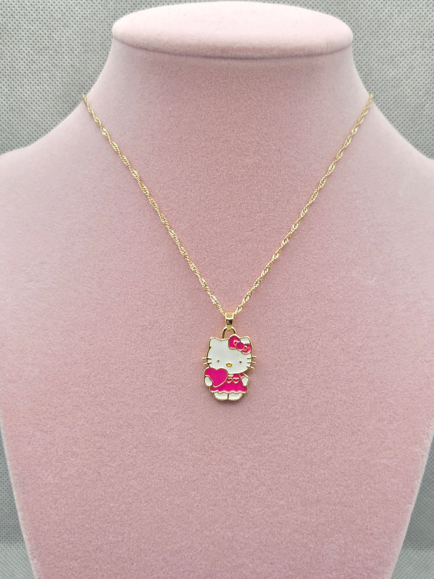 Big Pink Heart Hello Kitty Necklace
