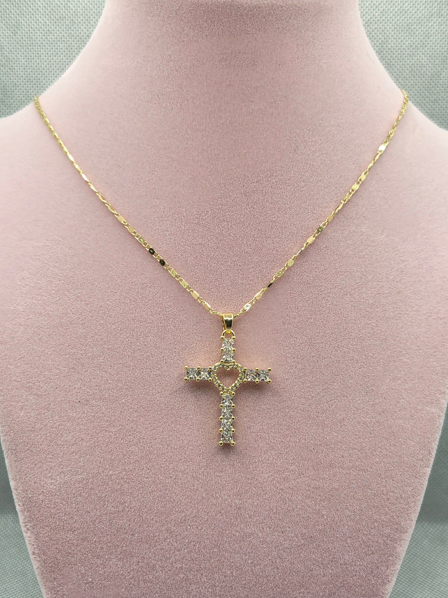 Open Heart Cross Necklace