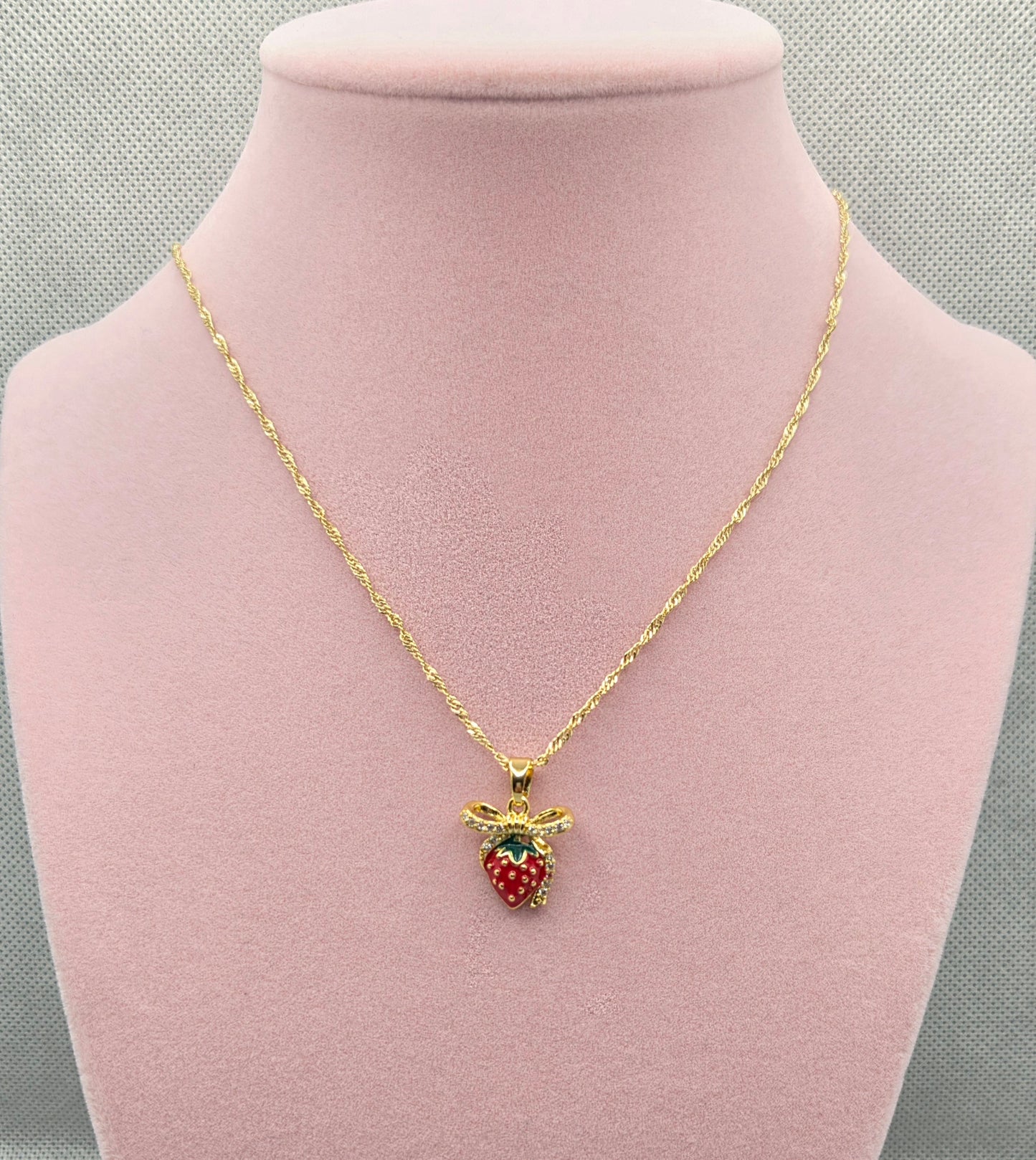 Bow Strawberry Necklace