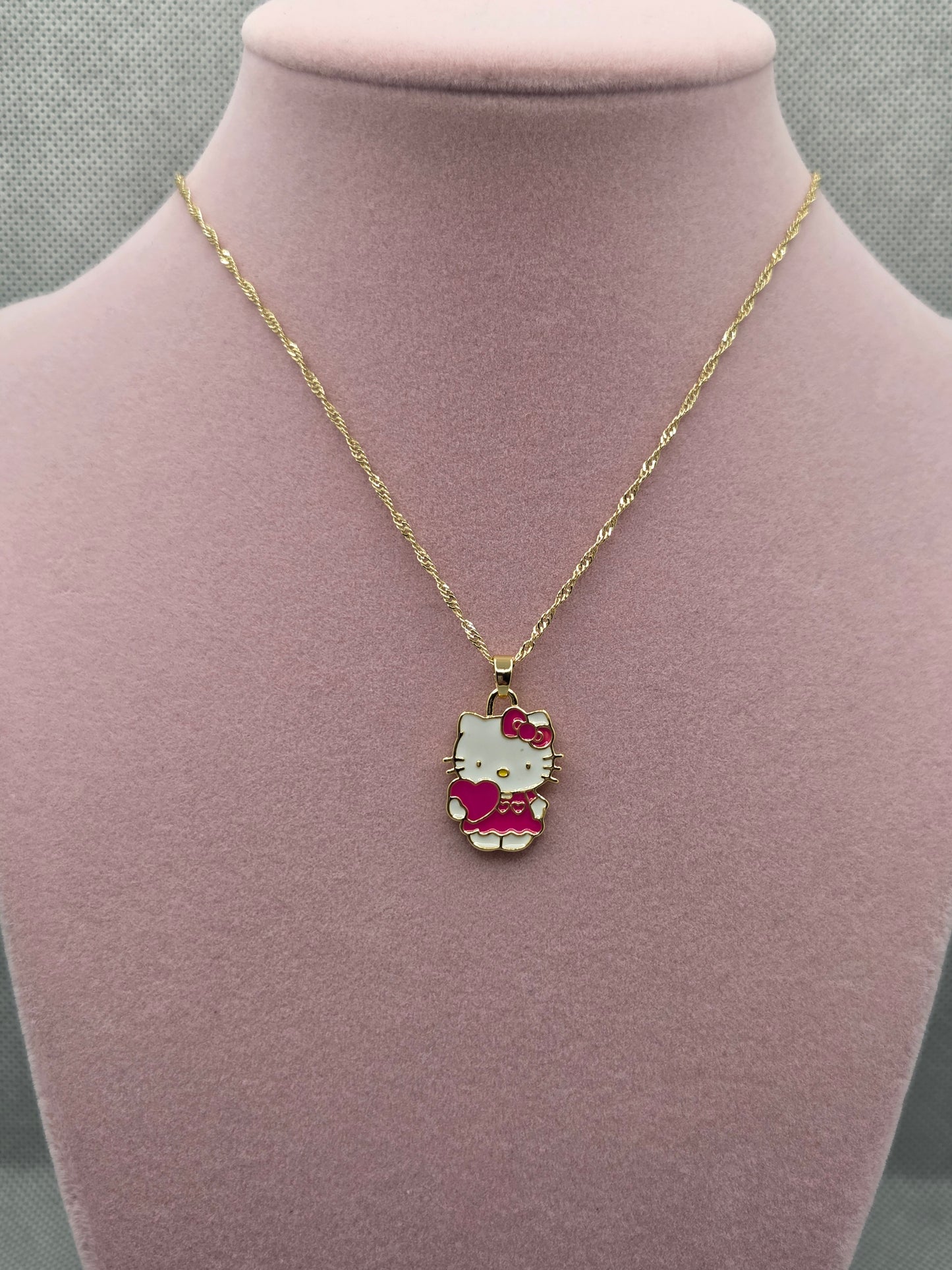 Big Pink Heart Hello Kitty Necklace