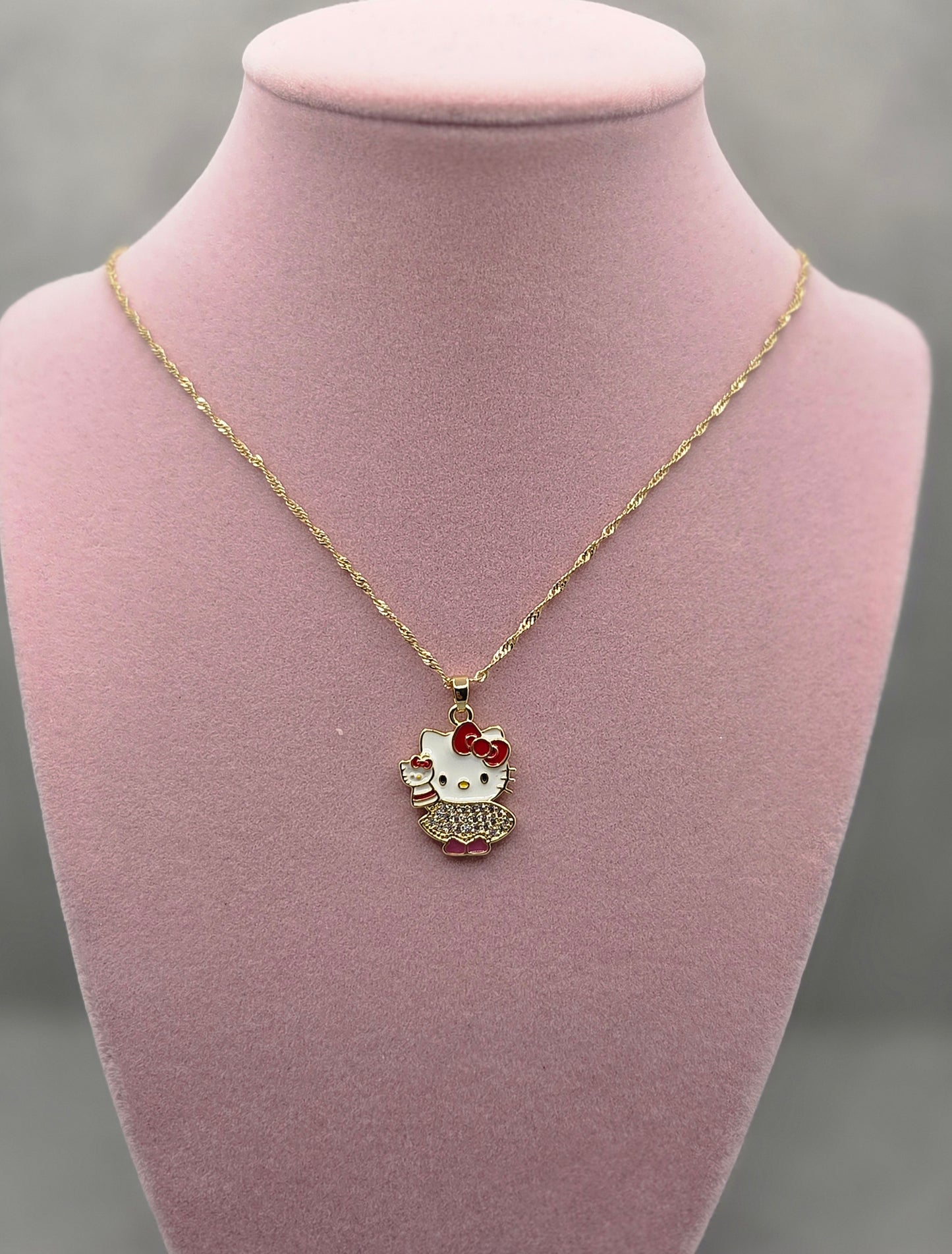 Double Hello Kitty Red Bow Necklace