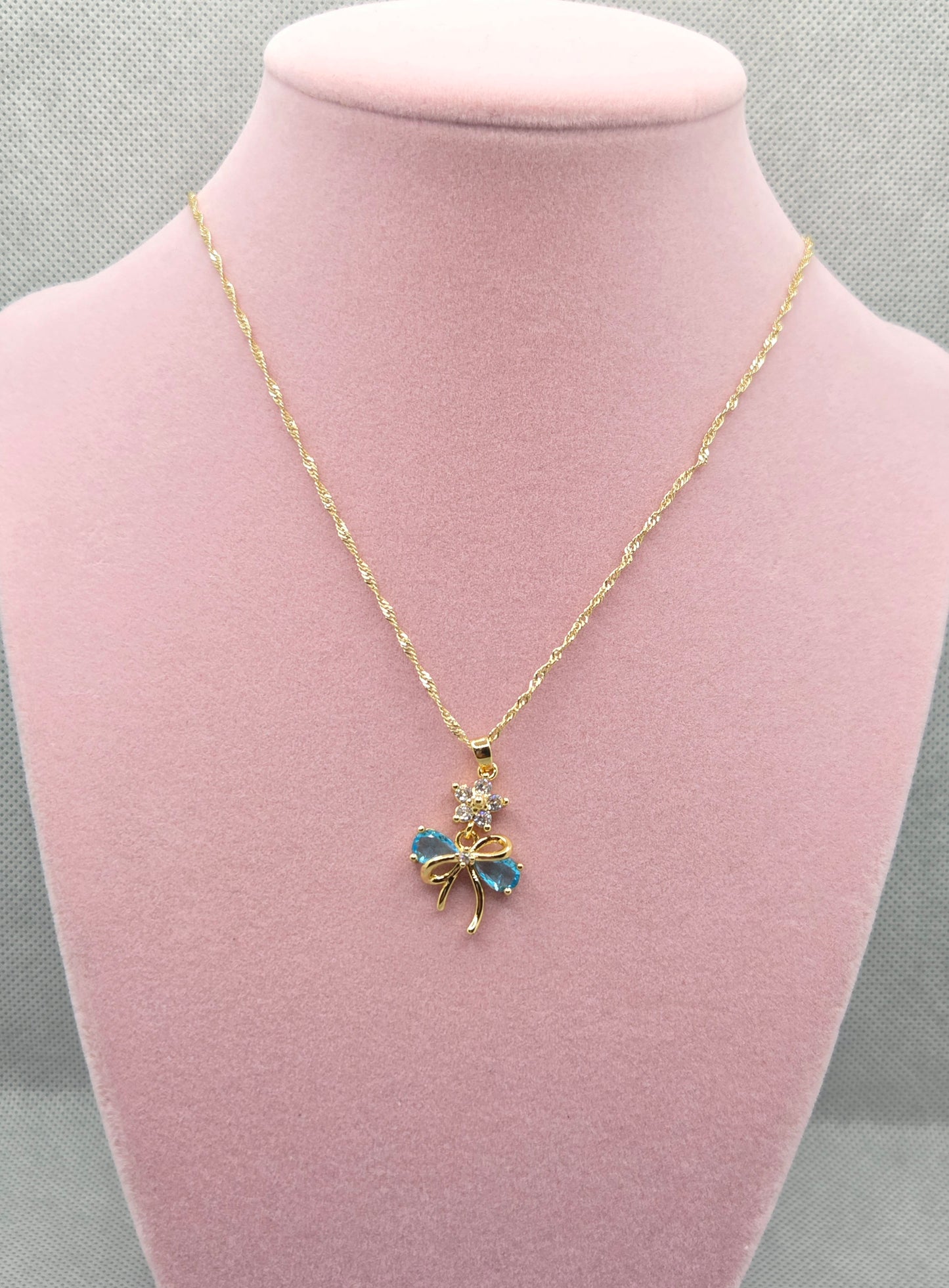 Star Light Blue Bow Necklace